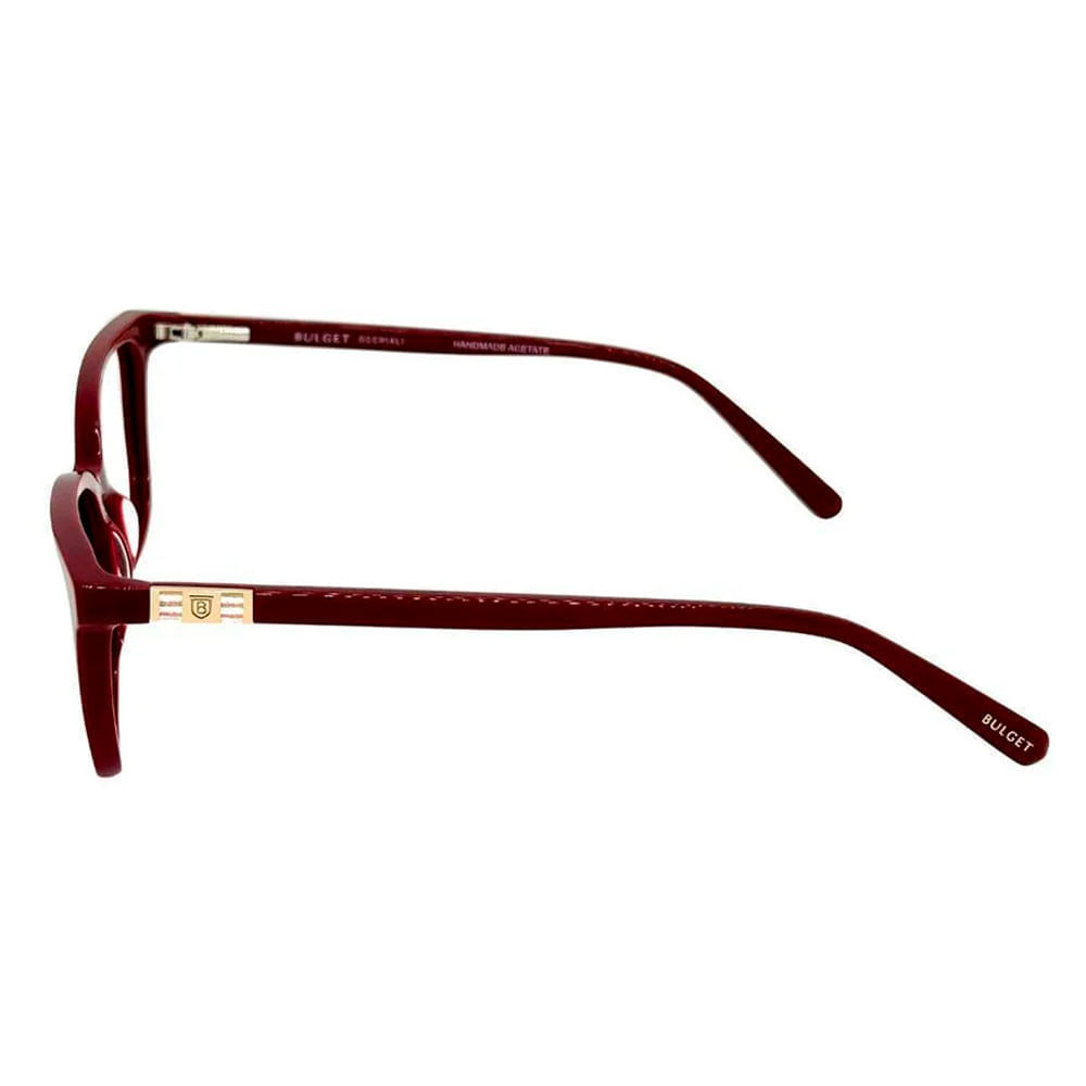 Foto 4 de Armação de Óculos de Grau Feminino Bulget Quadrado BG6434 Cor Bordô Brilho