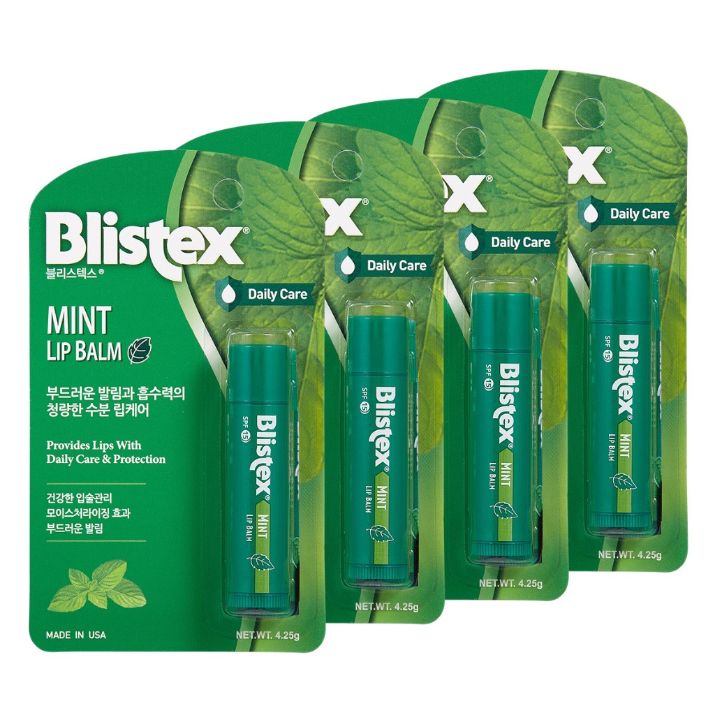 blistex mint lip balm 4.5g 4 pieces