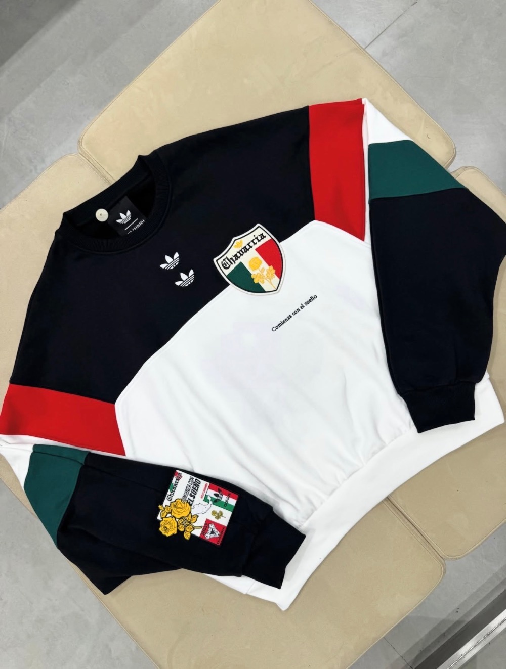Willy Chavarria x adidas Moletom Fleece Crewneck Black White — G, Novo