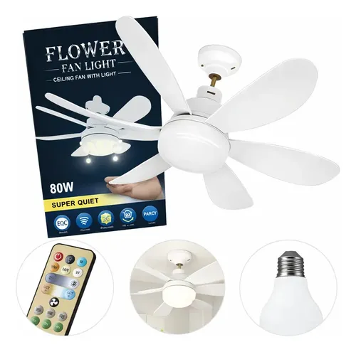 Lâmpada Ventilador Teto VT02 80w Led E27 Luz Frio Quente Bivolt