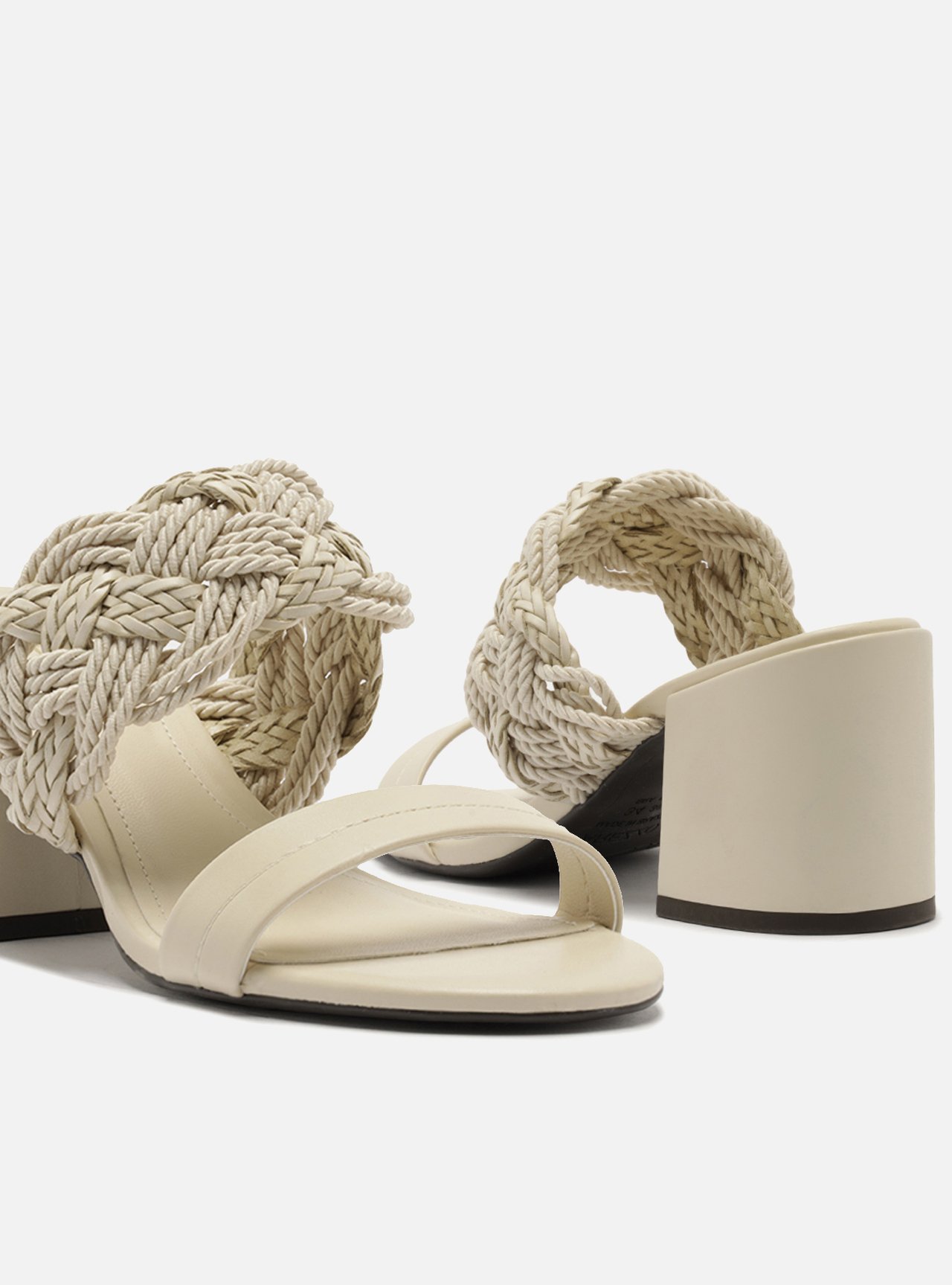 Foto 4 de Sandália Off-White Couro Bloco Tiras Largas Trançada