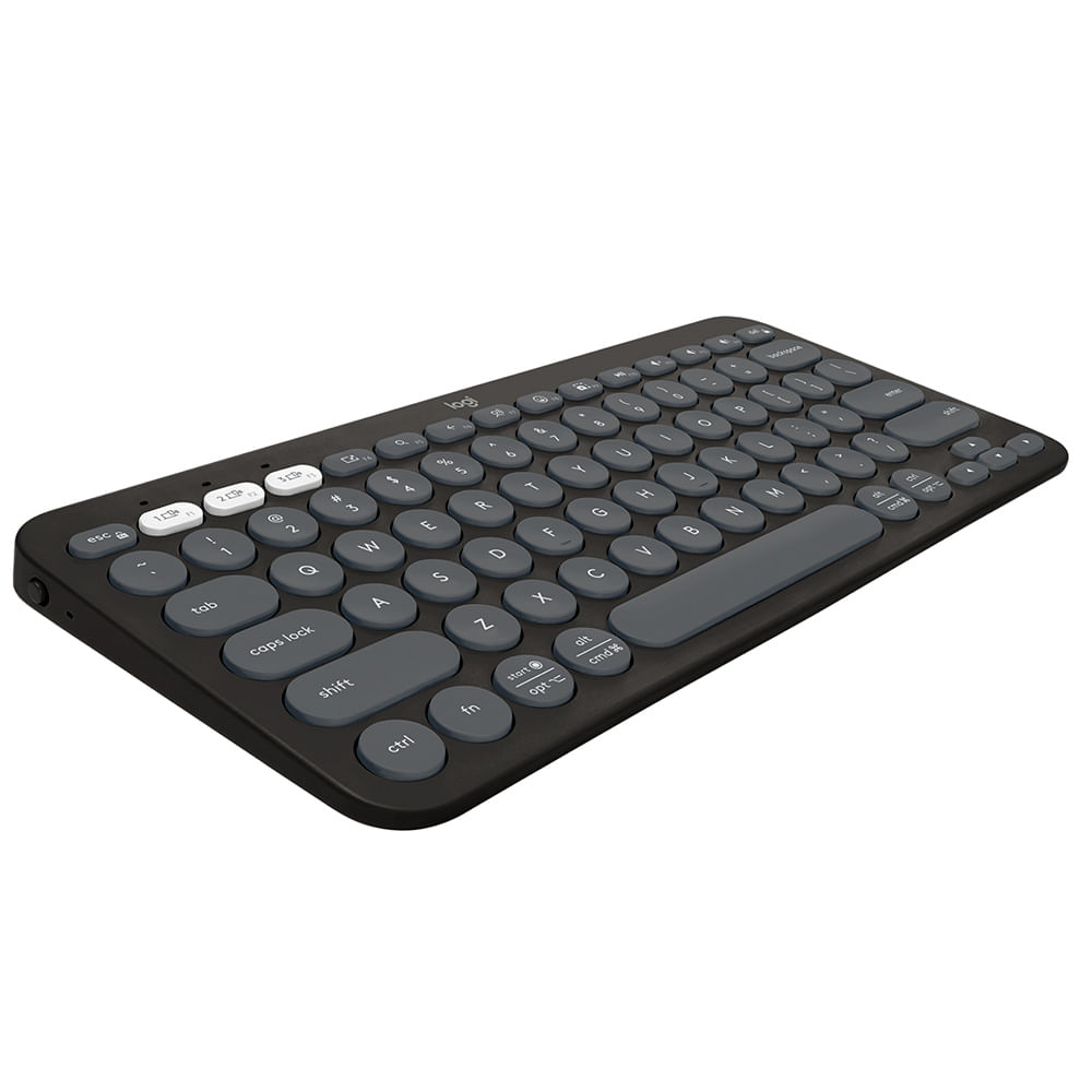 Teclado sem fio Logitech Pebble Keys 2 K380s Conexão Bluetooth/USB Logi Bolt, Easy-Switch e Pilha Inclusa- Grafite