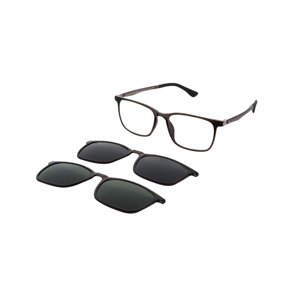 Armação para Óculos de Grau Masculino Dii Collection 1065 Chumbo com Clip On