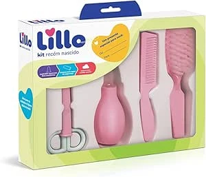 Kit De Higiene Para Recém-nascido Lillo, Rosa | Aspirador Nasal, Tesoura, Pente E Escova De Cabelo