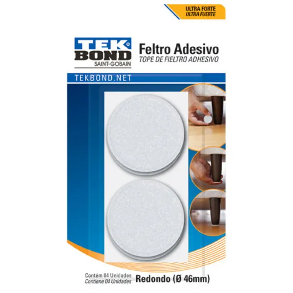 FELTRO REDONDO 46MM BRANCO CART C/4 UN TEKBOND