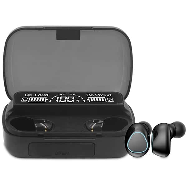 Fone de Ouvido Sem Fio Bluetooth TWS M10 Preto com Estojo de Carga 1200mAh com Função Power Bank, Loop Way CX 1 UN