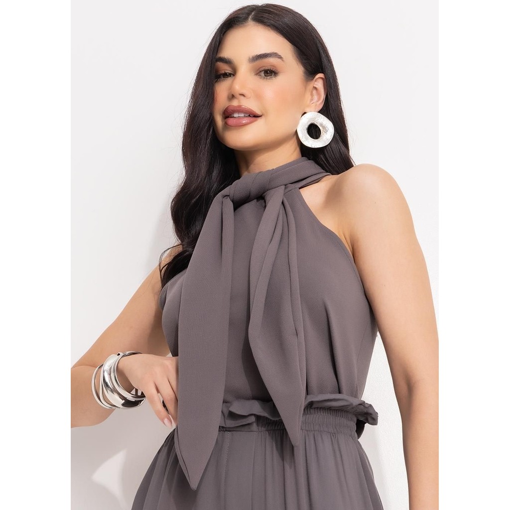 Blusa Cinza Escuro Em Malha Crepe Quintess