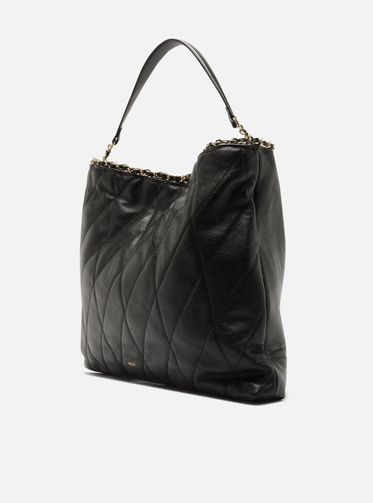 Foto 2 de Bolsa Hobo Preta Couro Grande Matelassê