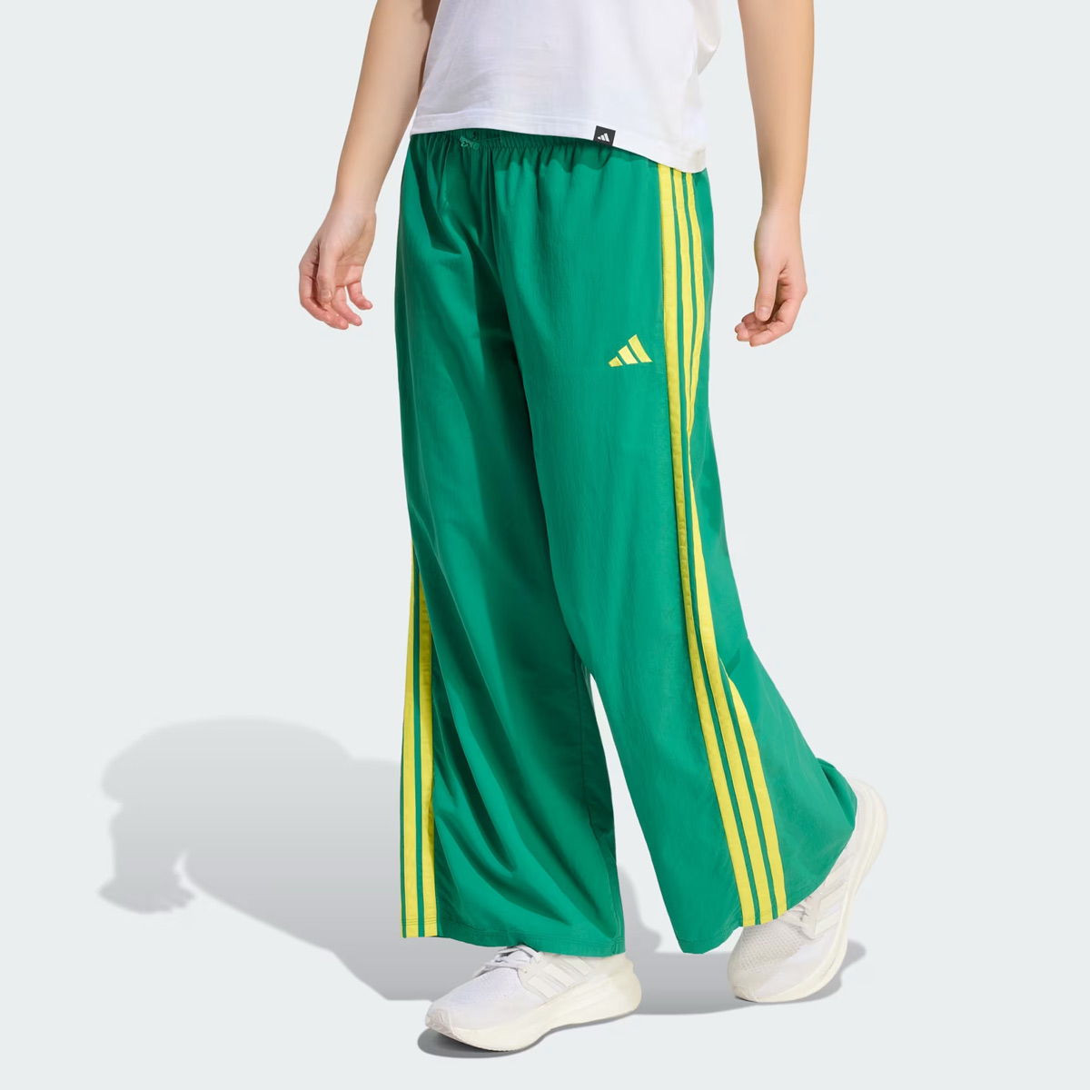 Calça Adidas 3 Listras Feminina Verde e Amarelo