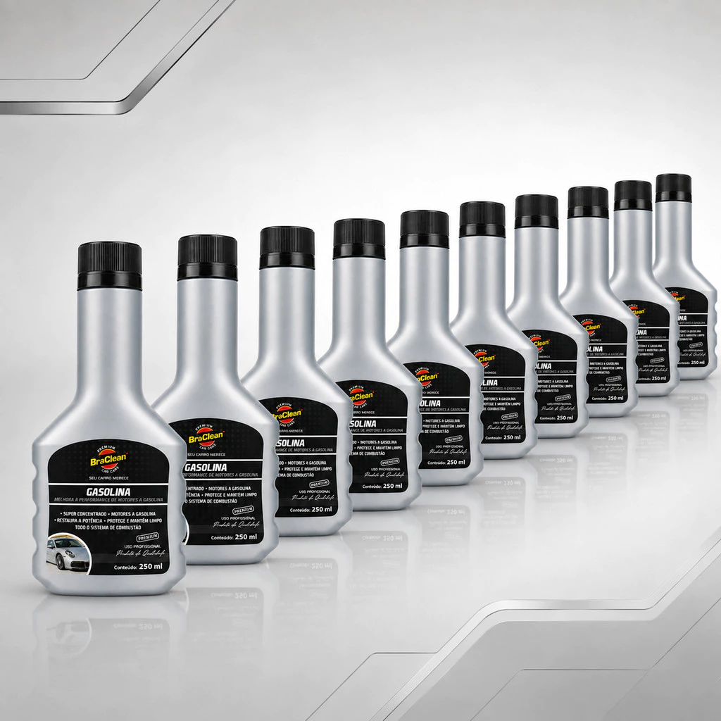 Aditivo Gasolina BraClean 250ml Kit 10 Unidades Cuidado Do Motor Carro Moto Bicos Injetores