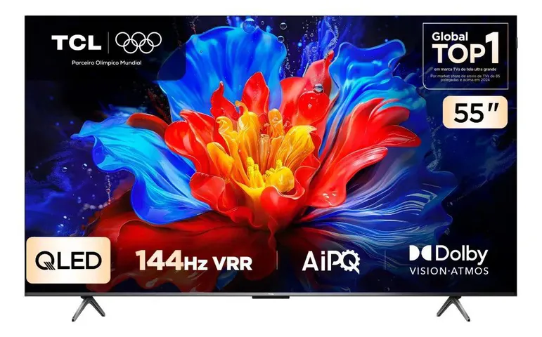 Smart TV TCL 55 Polegadas QLED 4K P8K WiFi Bluetooth Google TV 144Hz