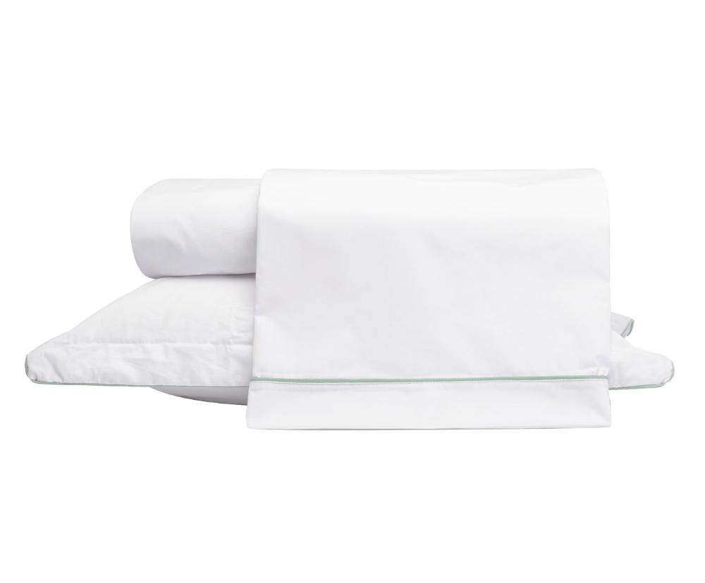 Jogo de Lençol Basics em Vivo Branco e Verde Menta 200 Fios - Solteiro Verde