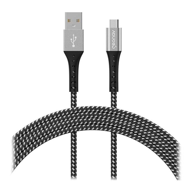 Cabo Adaptador Geonav, 1.2M, USB-A Para Micro USB, Nylon Trancado, Preto, ESMIBK