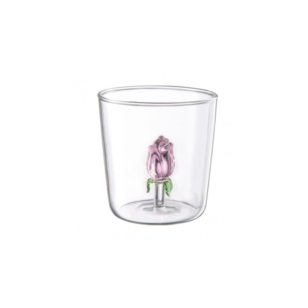 Copo Vidro Borossilicato Rosa 3D 350ml - Allmix