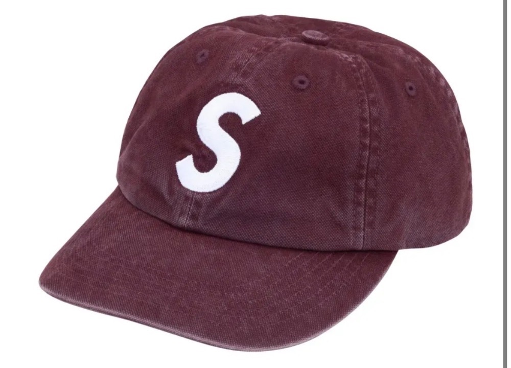 Boné Supreme Washed Canvas S Logo 6-Panel Plum FW26-W3 — Único, Novo
