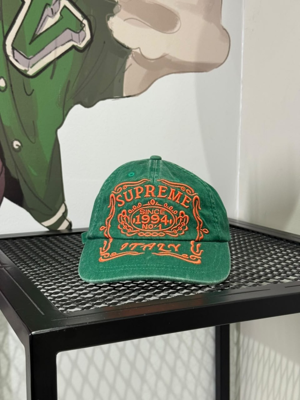 Boné Supreme Italy 6-Panel Green FW25-W8 — Único, Novo