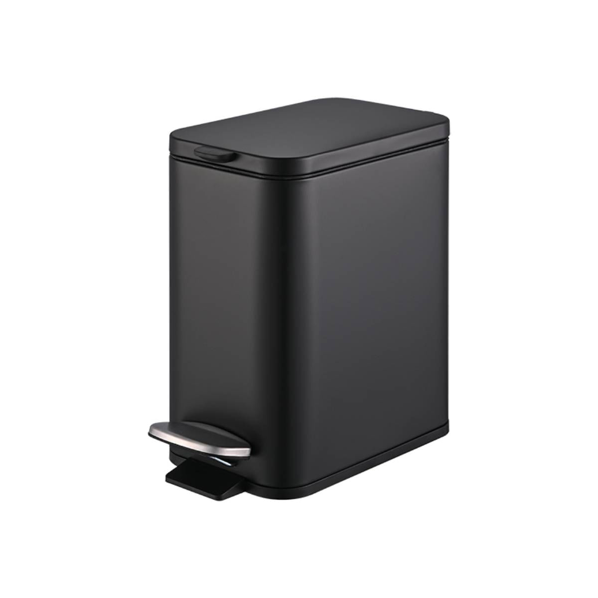 Lixeira com Pedal e Balde Brinox Frame 5 Litros Aço Carbono Preto Preto