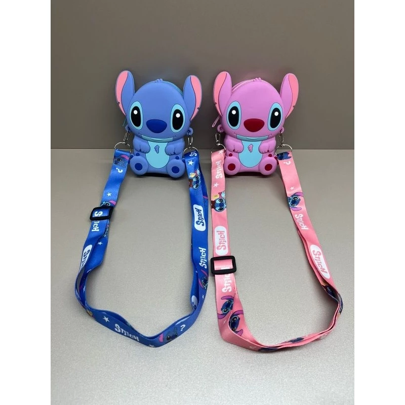 Bolsinha De Silicone infantil Stitch & Angel Transversais e de ombro