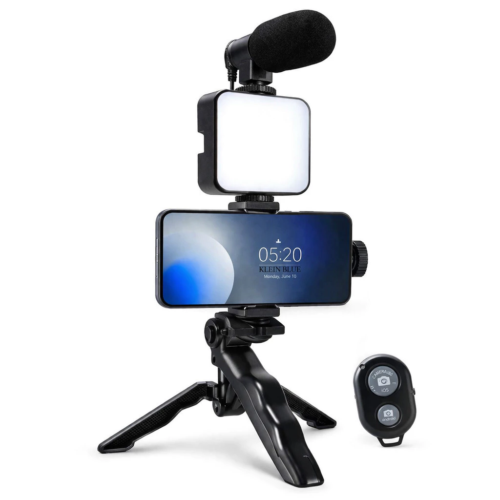 Kit Vlog Completo para Celular com Microfone e LED