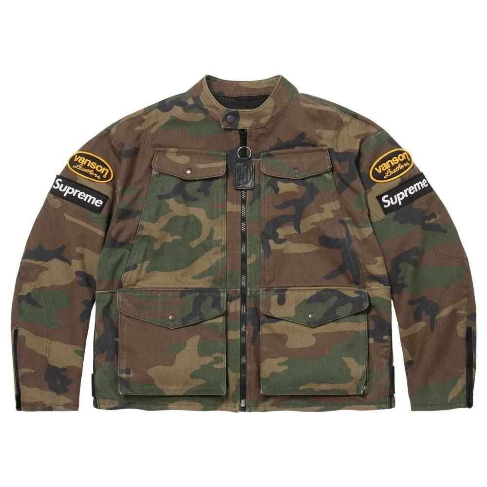 Cordura x Vanson Leathers x Supreme Jaqueta Woodland Camo SS26-W3 — P / M / G, Novo