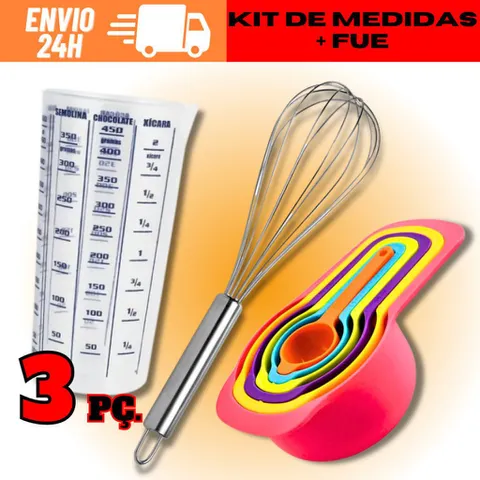 Kit Copo Medidor 500ml + Fouet + 6 Colheres