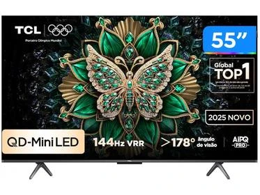 Smart Tv 4k Tcl Qd-mini Led 55” Polegadas Com Hdmi 2.1, Dolby Vision Iq, Subwoofer, 144hz Vrr E Wi-fi - 55c6k