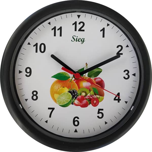 Relógio de Parede plástico 24cm, Frutas, Sieg - CX 1 UN