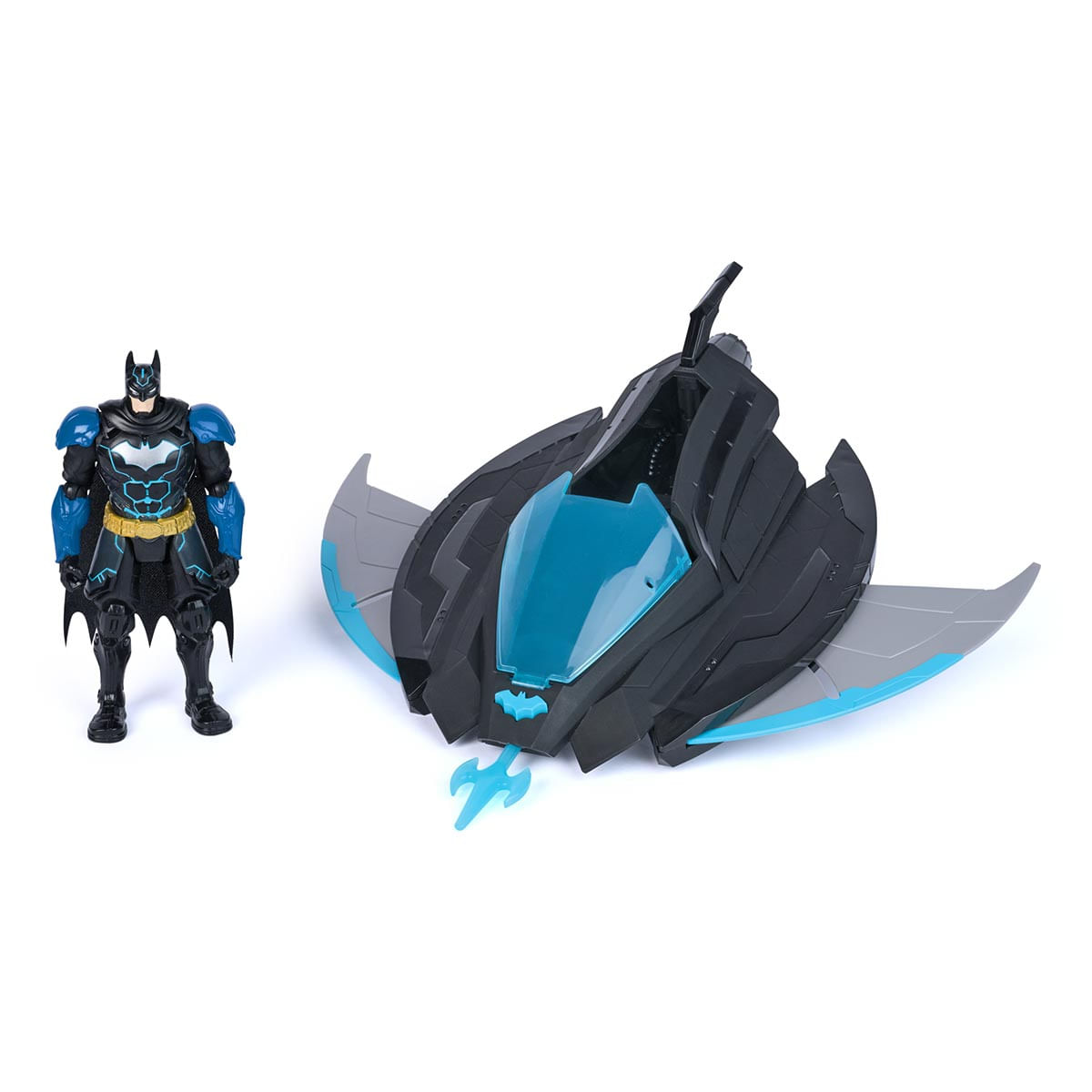 Foto 2 de Batwing Ninja Retratil Atirador 30cm Com Boneco Batman 15cm