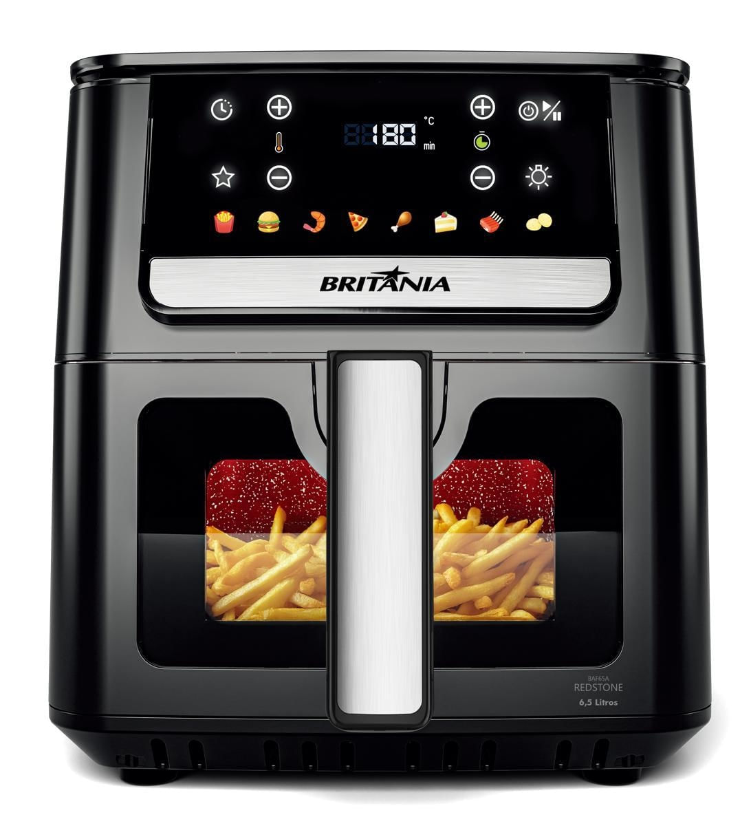 Air Fryer Britânia 6,5L Redstone Visor Glass 1700W BAF65A 110