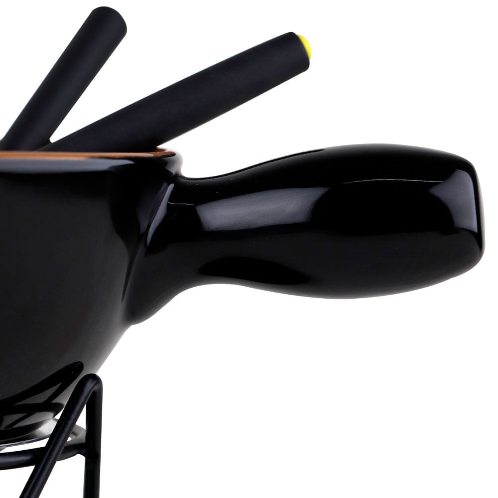 Foto 5 de Fondue em Cerâmica 9 Peças 600ml Preto e Marrom