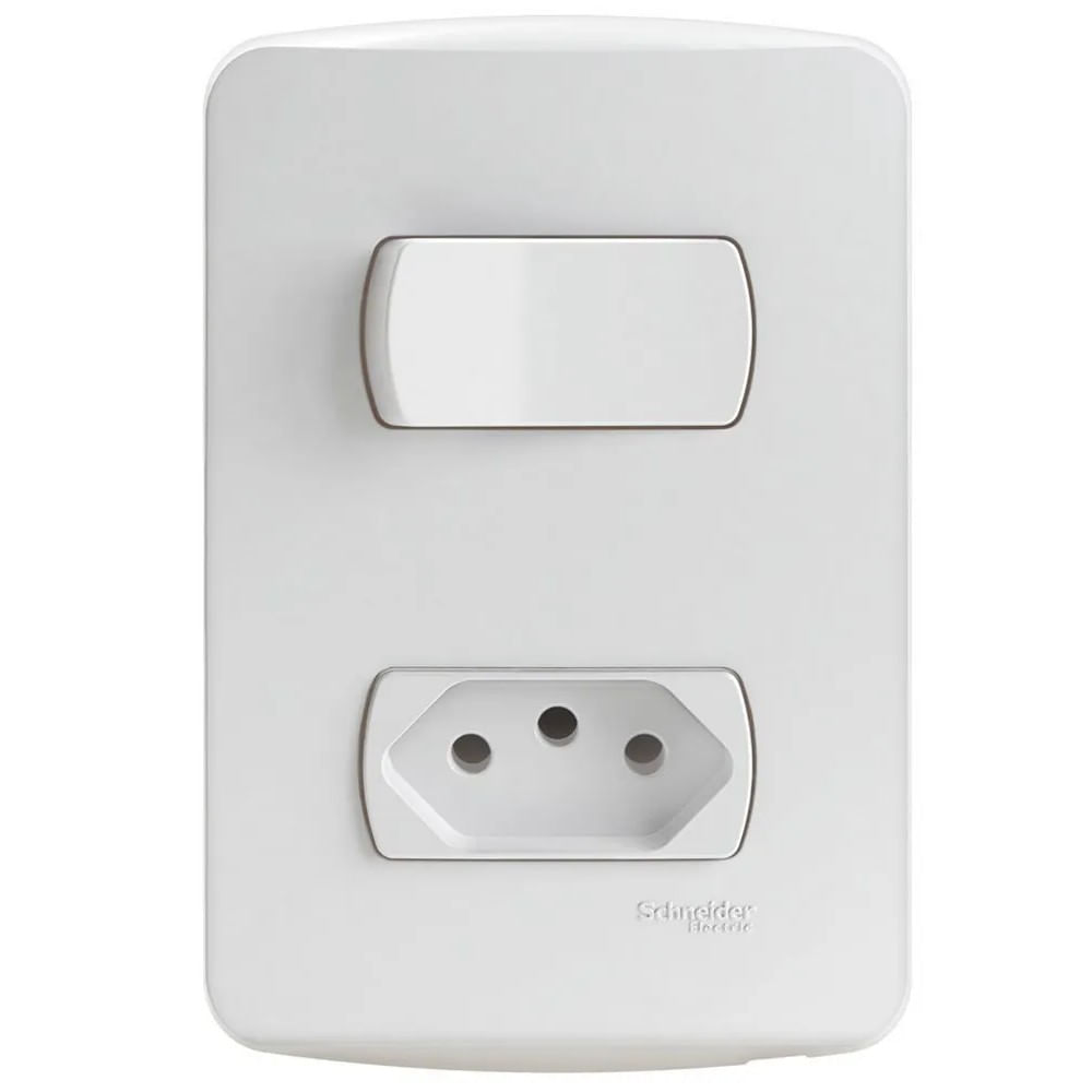 Conjunto 1 Interruptor Simples Com 1 Tom 2p T 10a 250v Branco Miluz Schneider