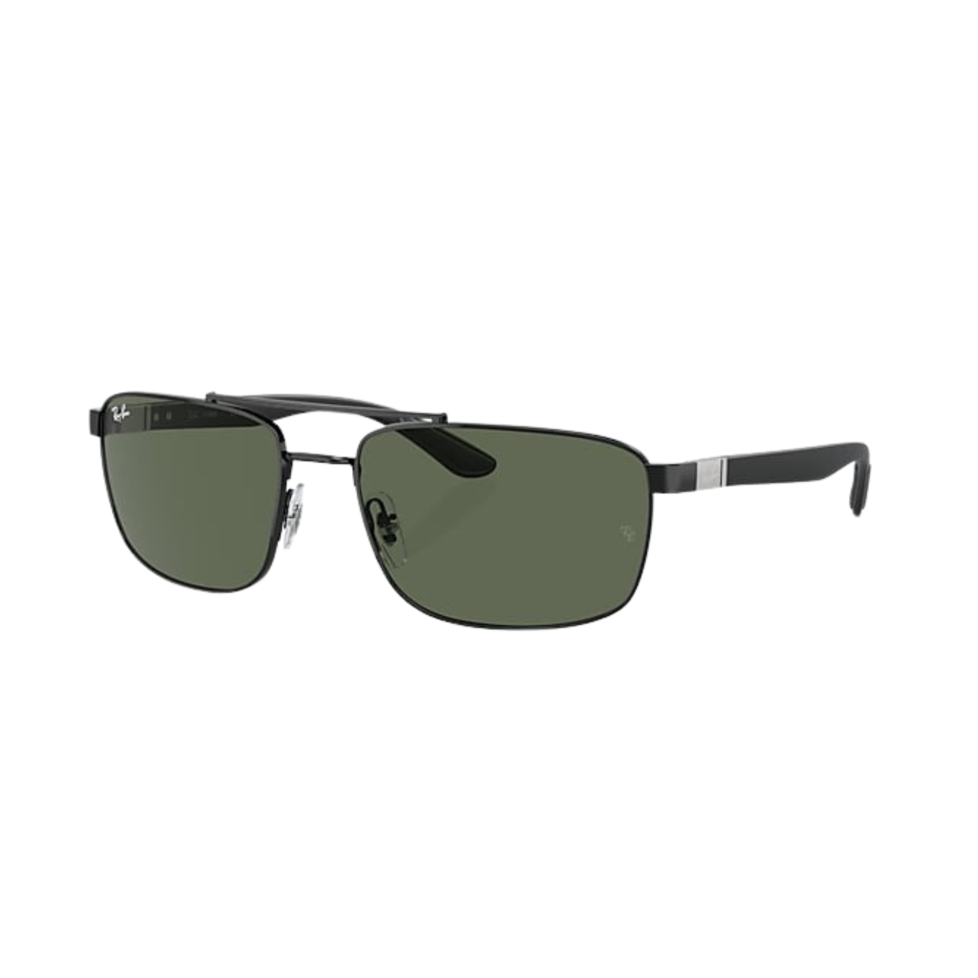 Óculos de Sol Unissex Ray-Ban Retangular RB3737 002 Cor Preto/Verde Escuro