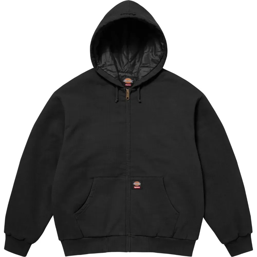 Dickies x Supreme Moletom Quilted Lined Zip Up Hooded Black FW25-W4 — P / M / G / XXG, Novo