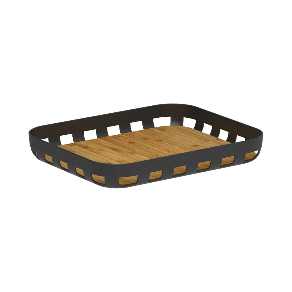 Bandeja De Servir Lume Retangular Preto - Ou