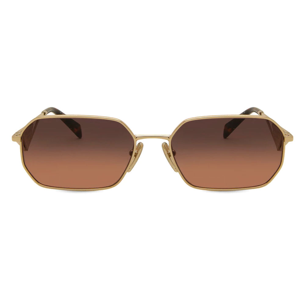 Foto 2 de Óculos de Sol Feminino Prada Geométrico PR A51S Cor Dourado