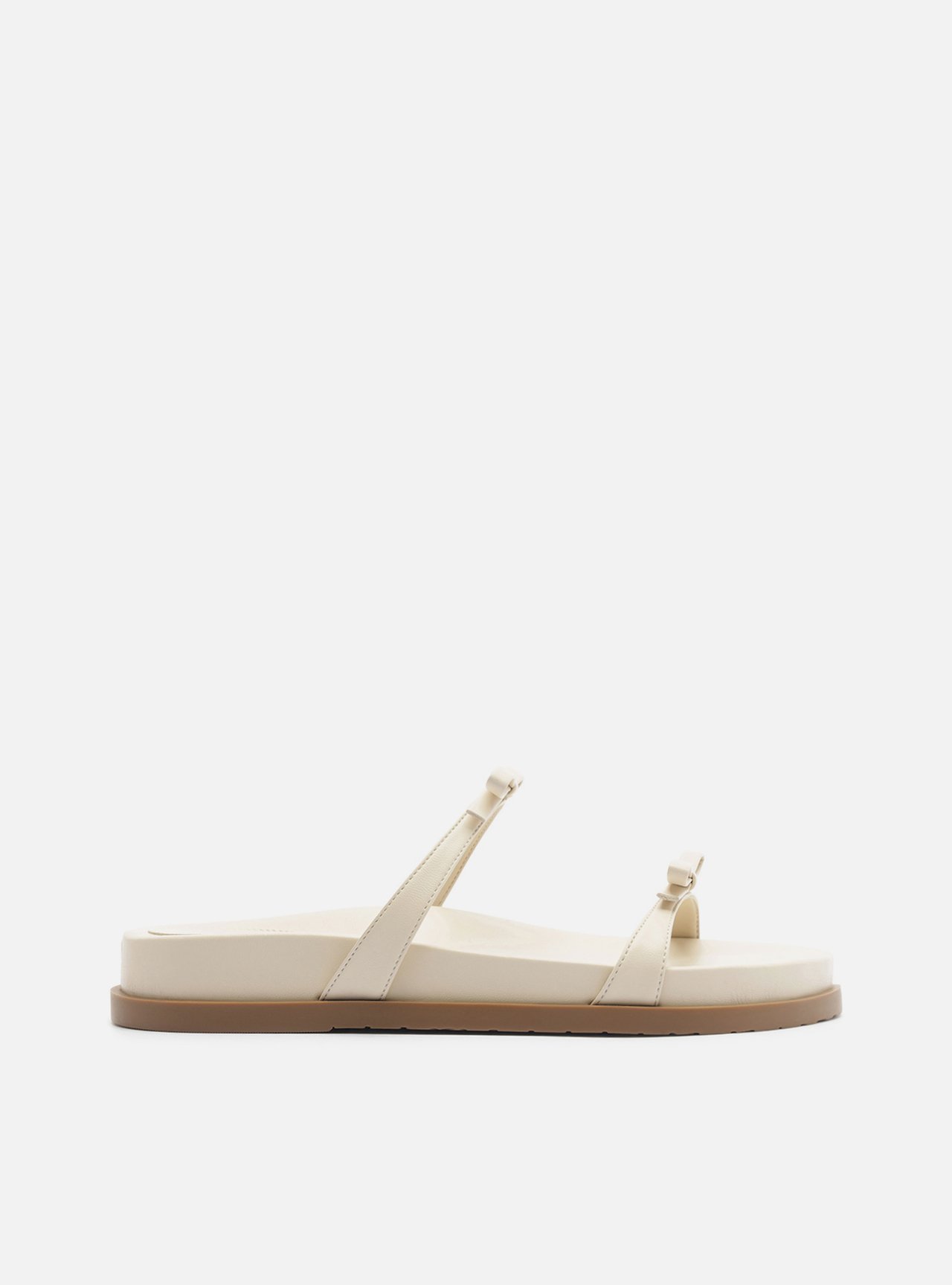 Sandália Papete Off White Tiras Laços