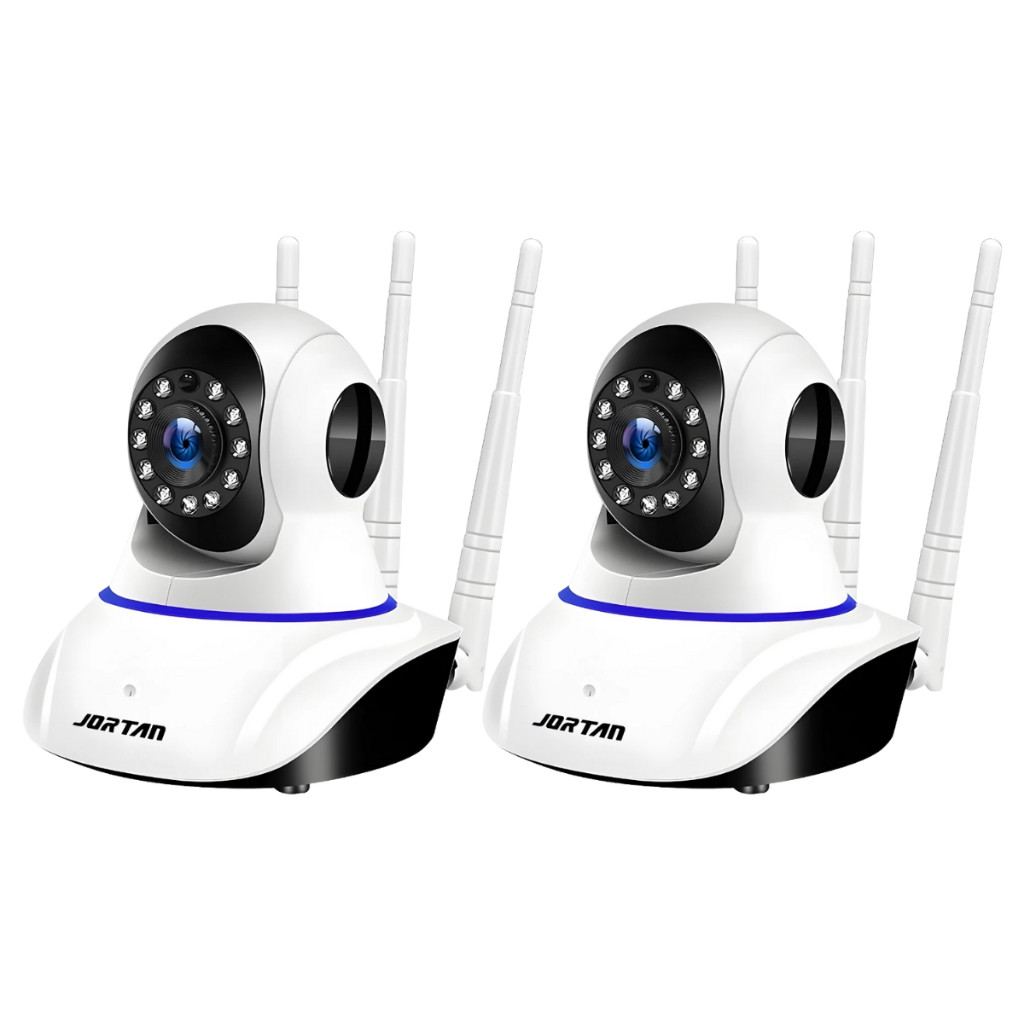 Kit 2 Câmera de Segurança Wi-fi Branco Full HD Interna 360° com 3 Antenas - com App YOOSEE