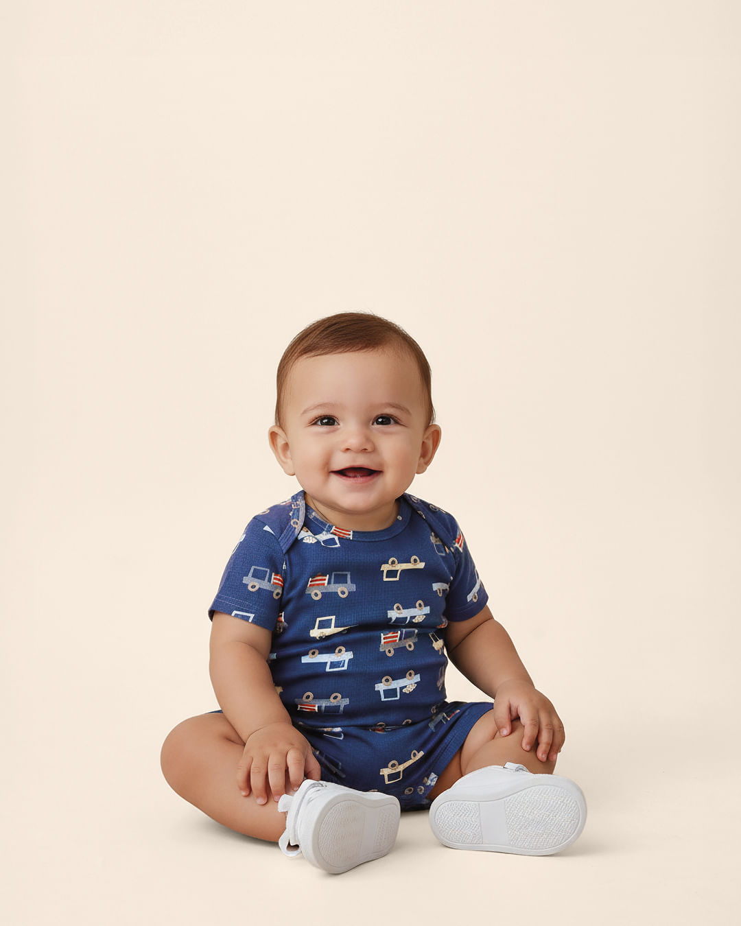 Macaquinho Bebê Menino Estampado Ombro Transpassado Em Algodão Malwee Kids — Azul - 9M