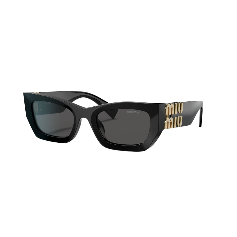 Óculos de Sol Feminino Miu Miu Retangular MU 09WS Preto / Cinza Escuro 53
