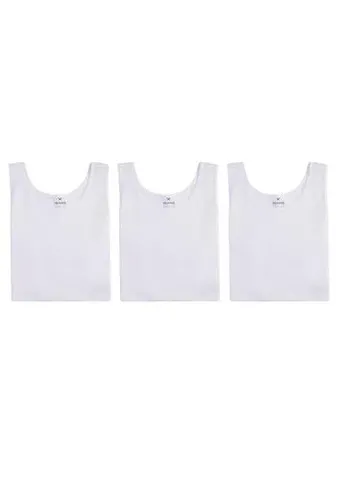 Kit Com 3 Regatas Masculinas Básicas Slim - Branco