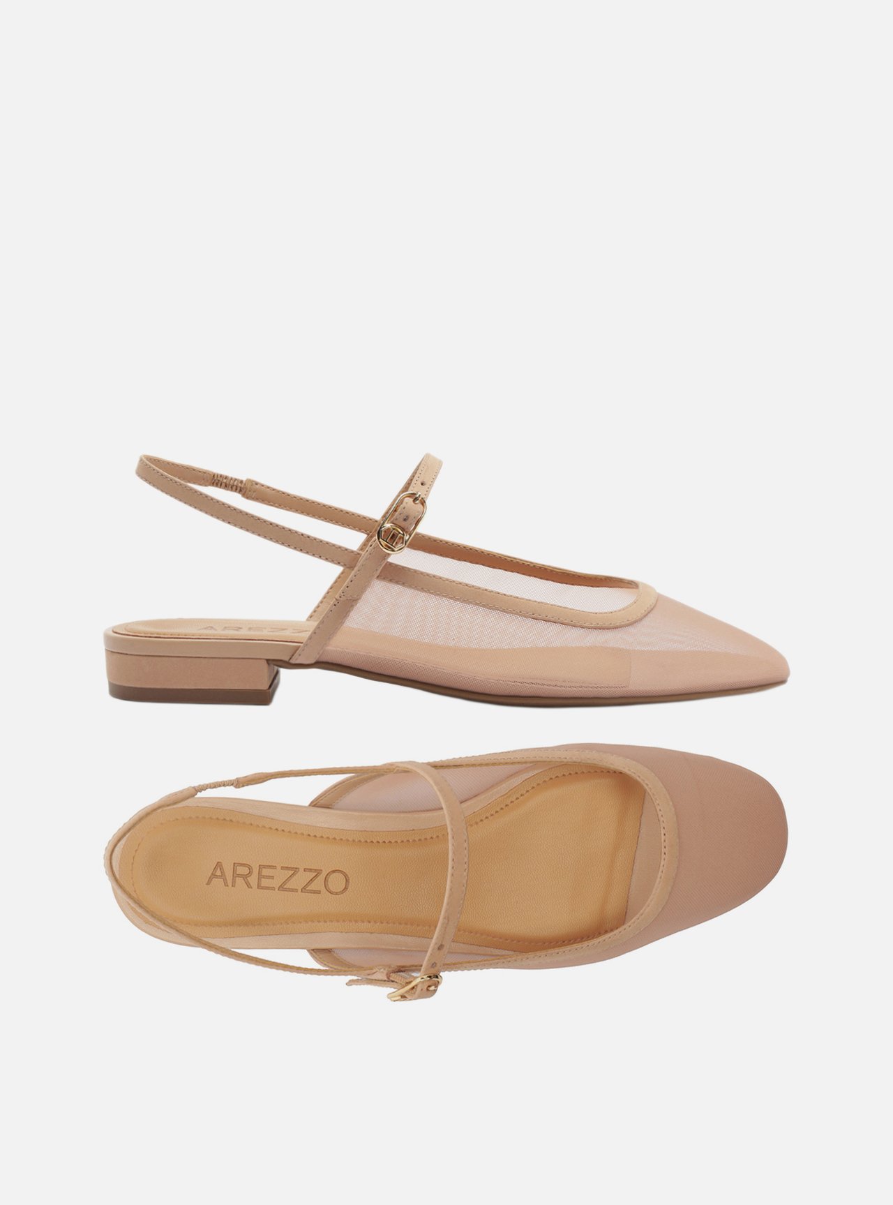 Foto 5 de Sapatilha Nude Bico Quadrado Slingback