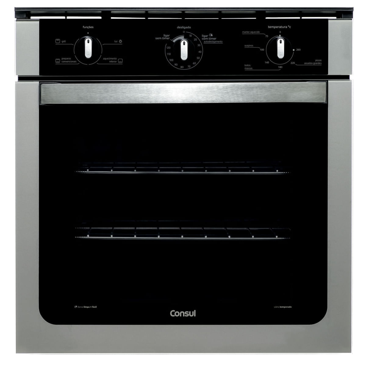 Forno de Embutir Elétrico Consul 84 Litros Prata com Grill e Timer Autodesligamento - COB84AR 220