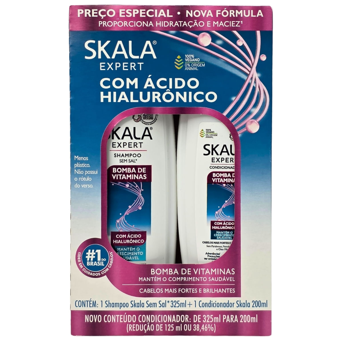 Kit Shampoo 325ml + Condicionador 200ml Bomba de Vitaminas Skala