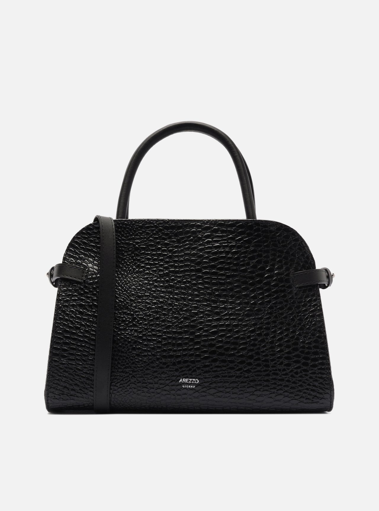 Foto 3 de Bolsa Tote Preta Croco Grande Rebites