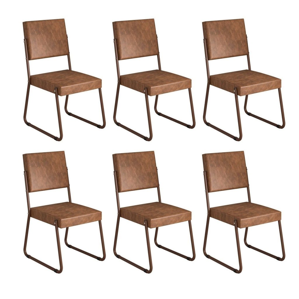 Kit 6 Cadeiras para Sala de Jantar Napoli Marrom