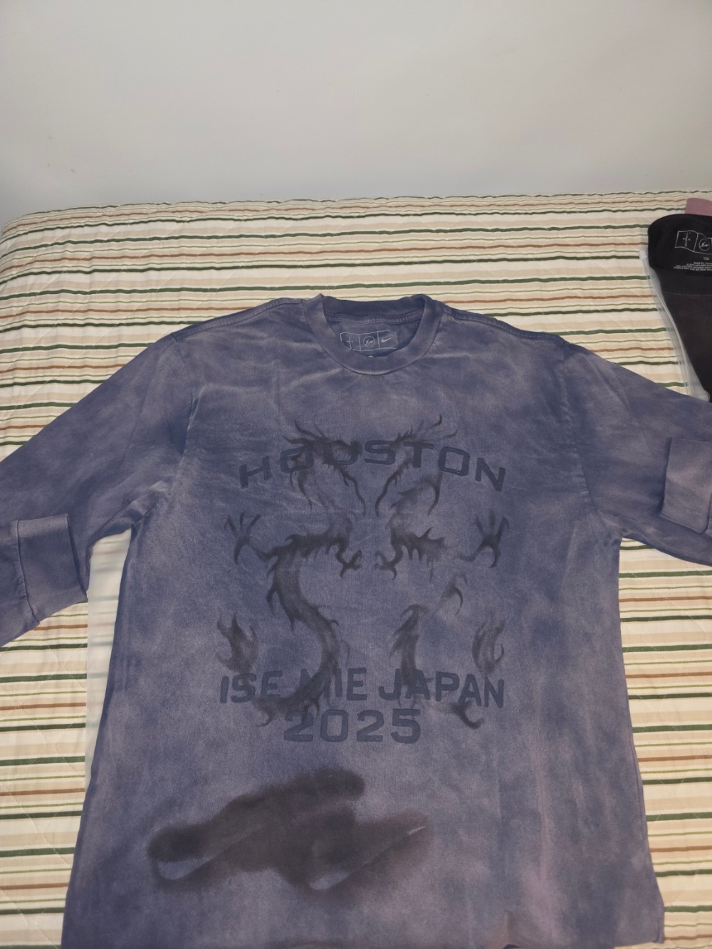 Travis Scott x Fragment x Nike Camiseta Houston To Ise Mie Longsleeve Blue — P, Novo