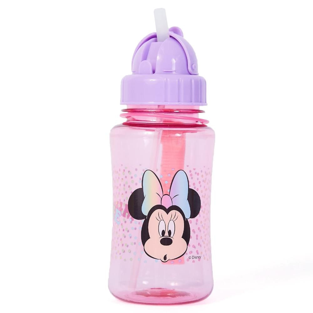 Garrafa Escolar 350ml Minnie com Canudo Lilás U / Lilás