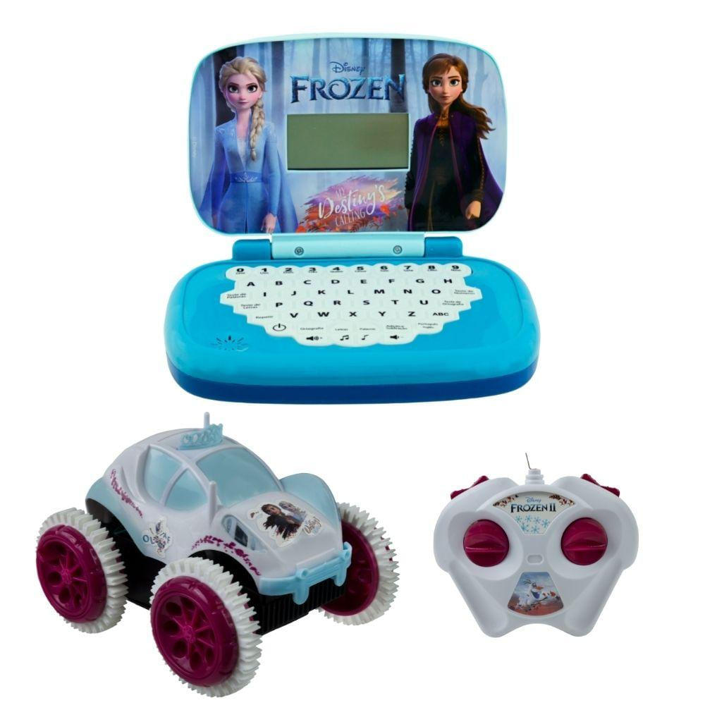 Kit Frozen - Veículo Controle Remoto Giro Gelado + Laptop Infantil Bilíngue