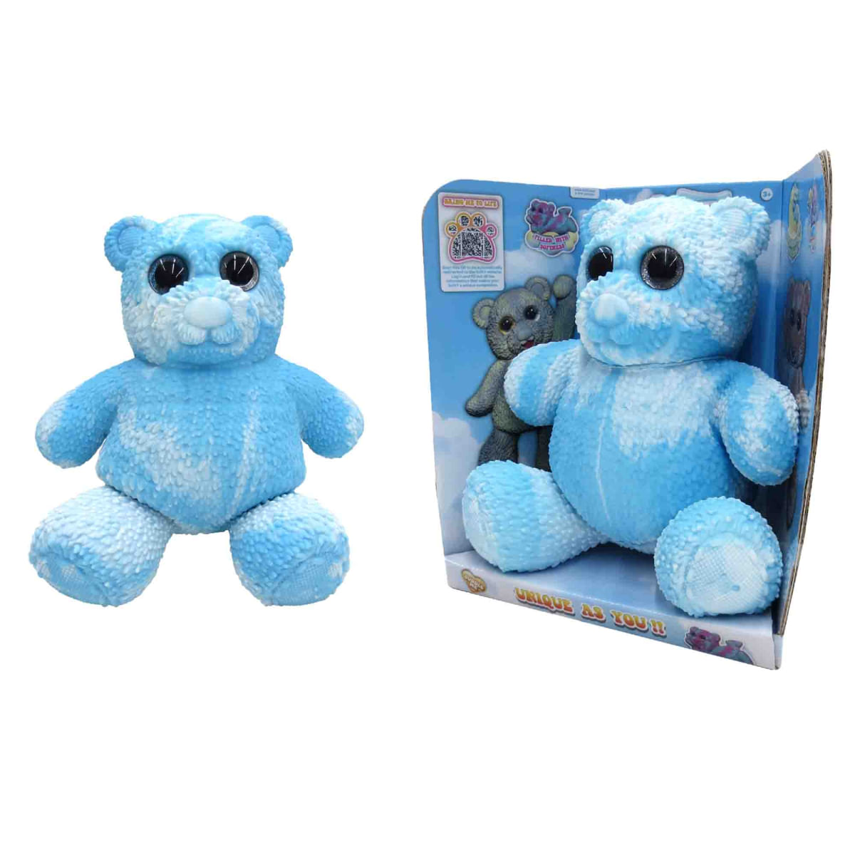 Boneco Elástico Urso Tye Dye Azul De 22Cm - Soft