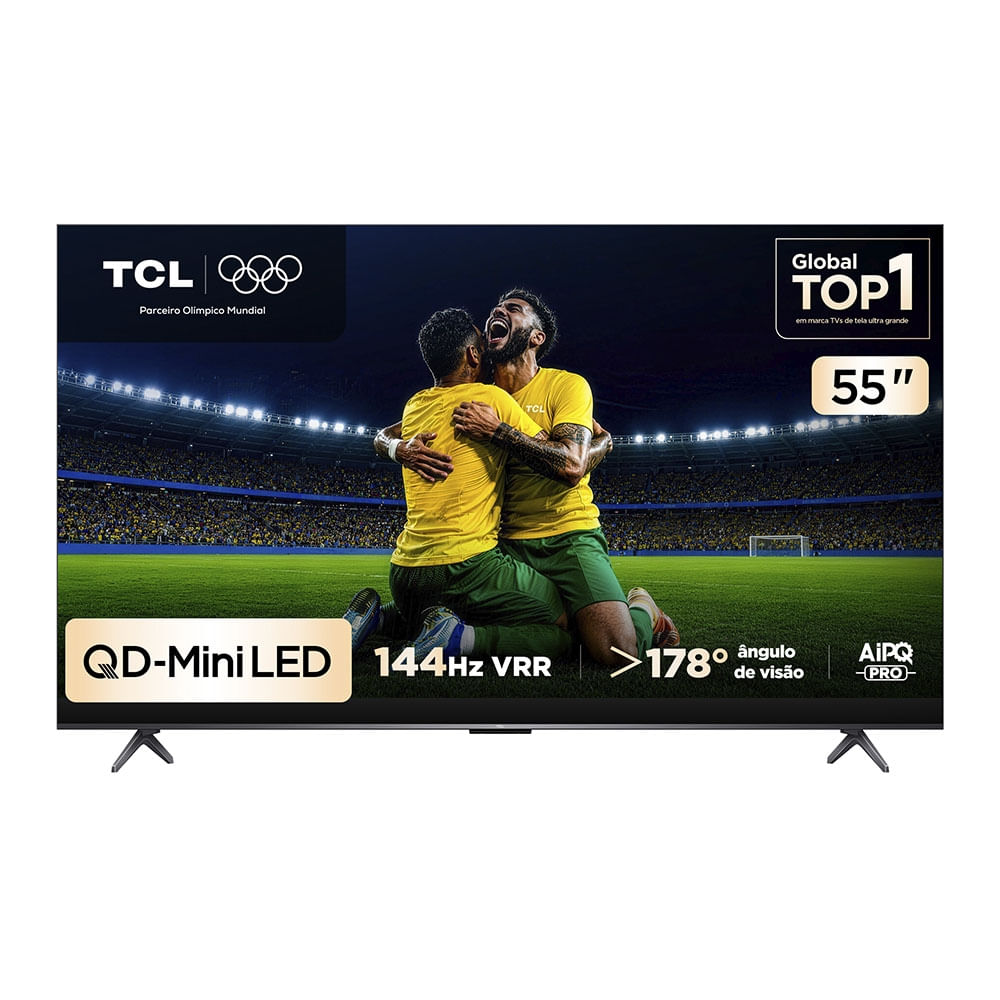 Smart TV TCL 55 Polegadas QD-Mini LED 4K C6K WiFi Bluetooth Google TV 4 HDMI 144Hz HDR10+ 55C6K
